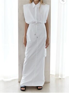 Women's White Drawstring Maxi Skirt - Minimal Luxe